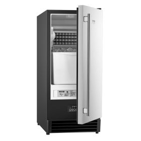 Undercounter Built-in Ice Maker, 50 Lbs/Day Under Counter Ice Maker Machine with Drain Pump Reversible Door Stainless Steel