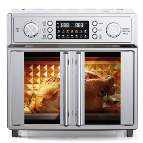 W1002P401550   Pizza Oven Bread Machine Oven 26QT Large Capacity French Double Door Air Fryer 1700w 14 Preset Menus 7-in-1 Multifunctional for ba