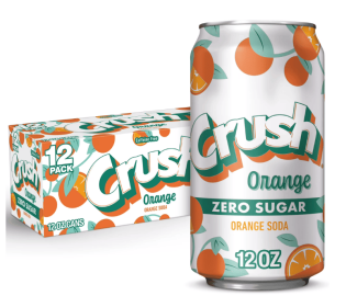 Crush Caffeine Free Zero Sugar Orange Soda Pop, 12 fl oz, 12 Pack Cans